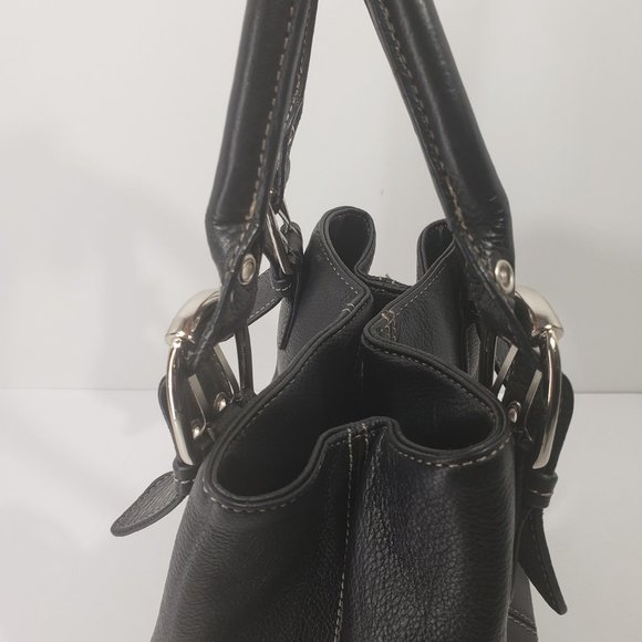 Tignanello Black Leather Bag with Adjustable Silver-toned Buckles and Hardware - Picture 9 of 12